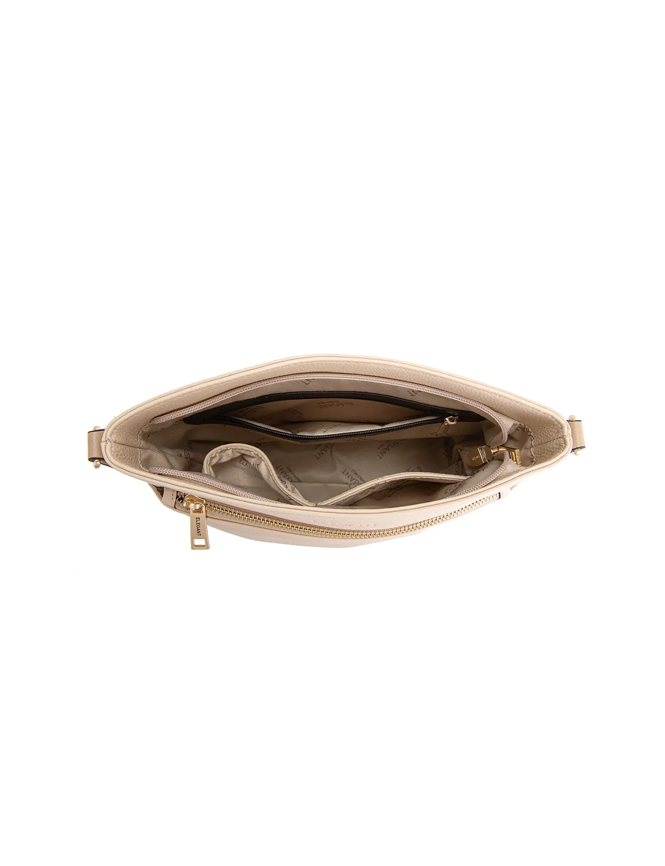 EVIE LEATHER CROSS BODY BAG- 2 TONE- E1-0816B-IVORY/PUTTY