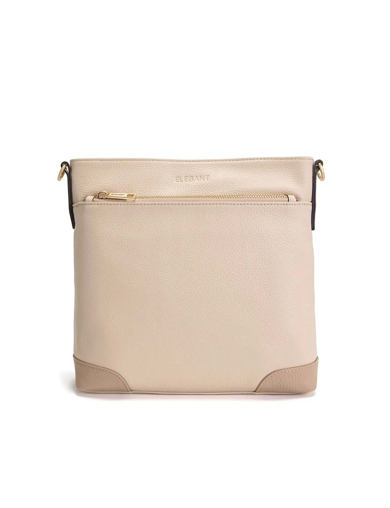 EVIE LEATHER CROSS BODY BAG- 2 TONE- E1-0816B-IVORY/PUTTY