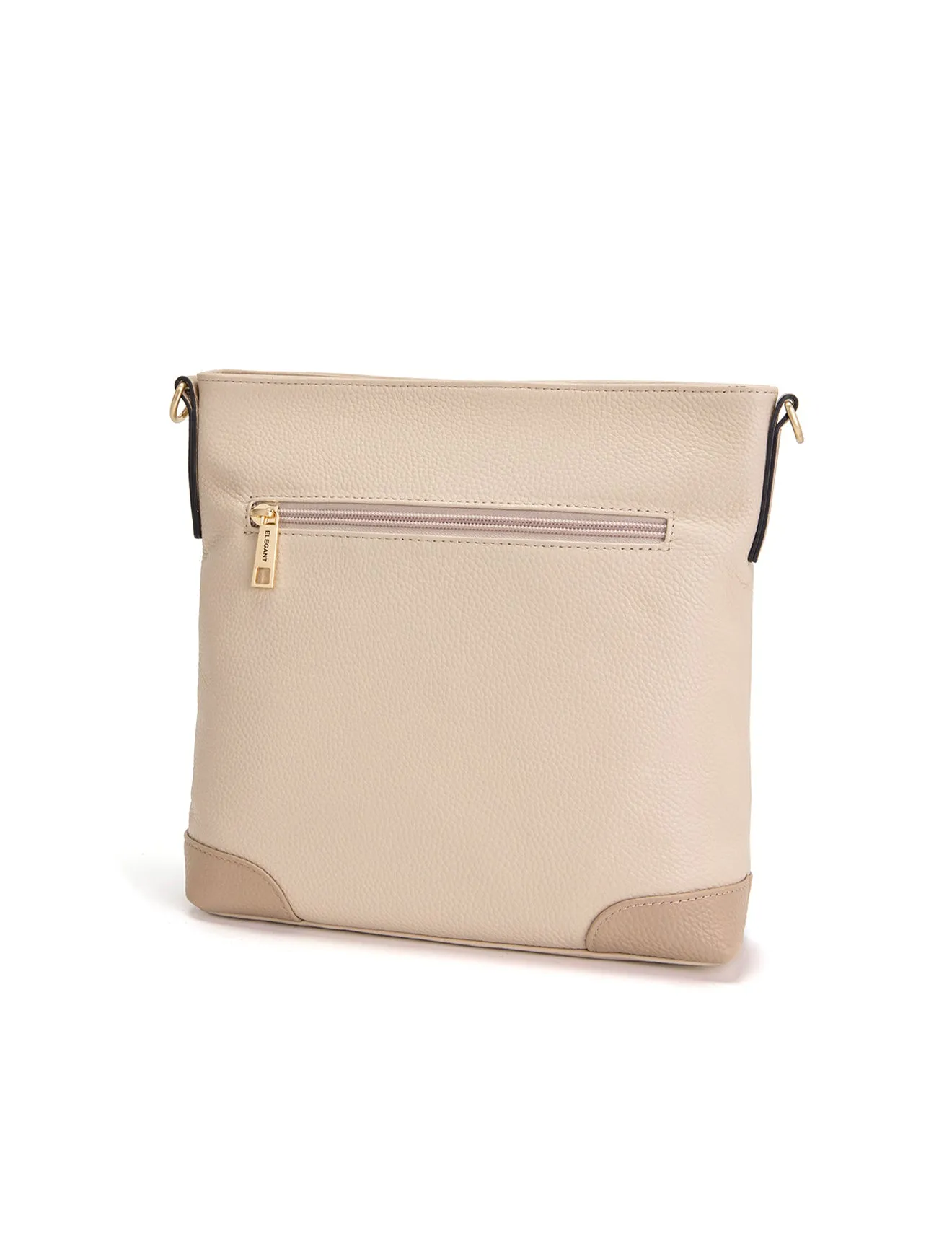 EVIE LEATHER CROSS BODY BAG- 2 TONE- E1-0816B-IVORY/PUTTY