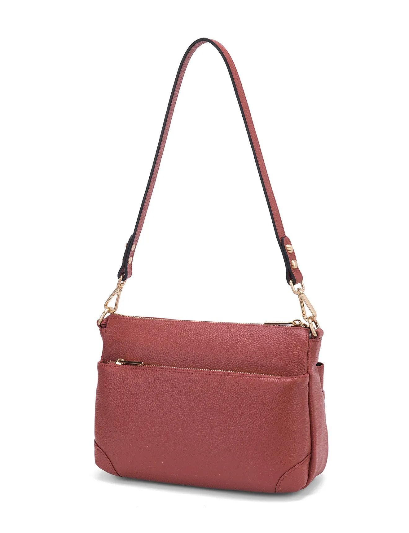 FAITH LEATHER CROSS BODY BAG- E1-0749-BRICK
