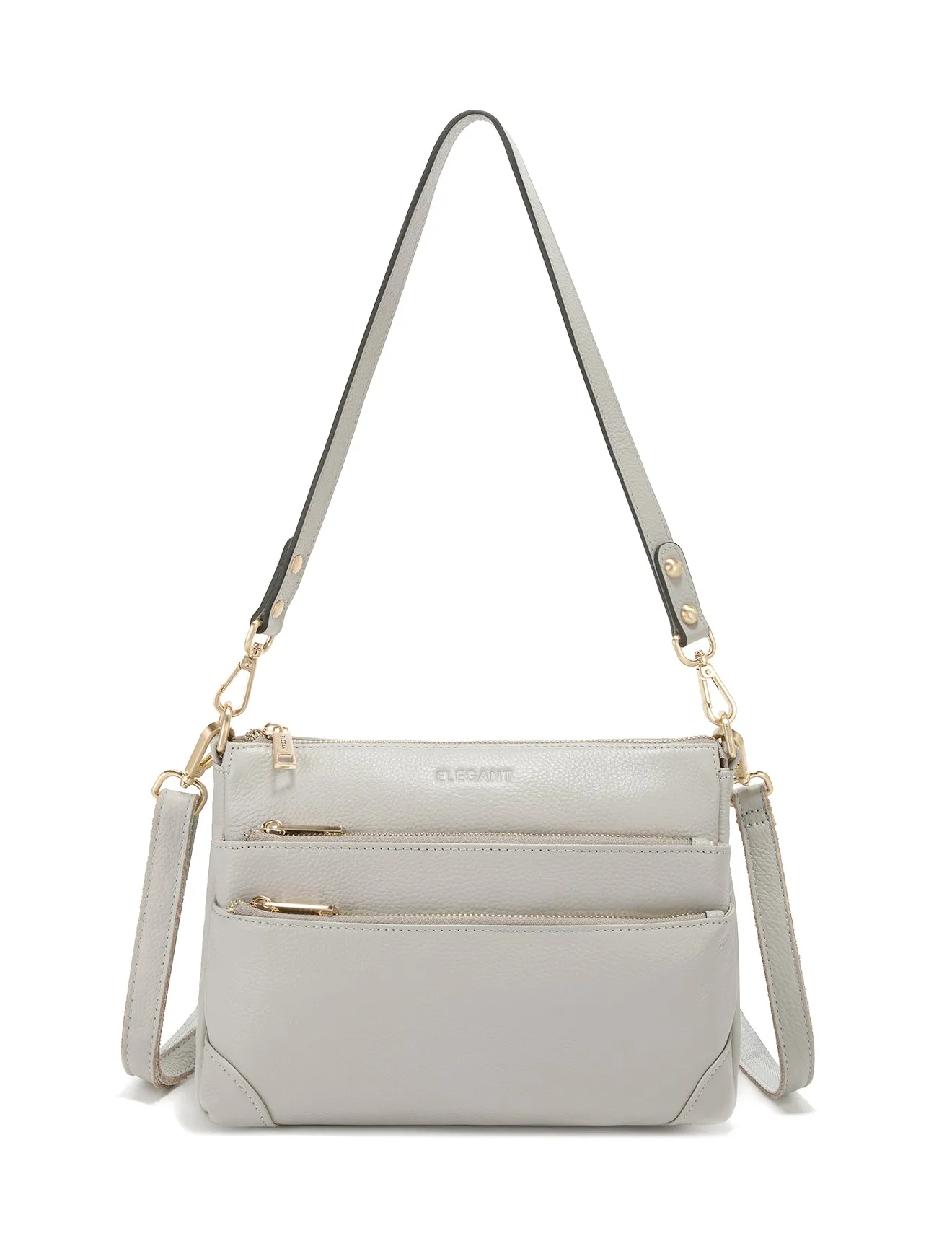 FAITH LEATHER CROSS BODY BAG- E1-0749-PEBBLE