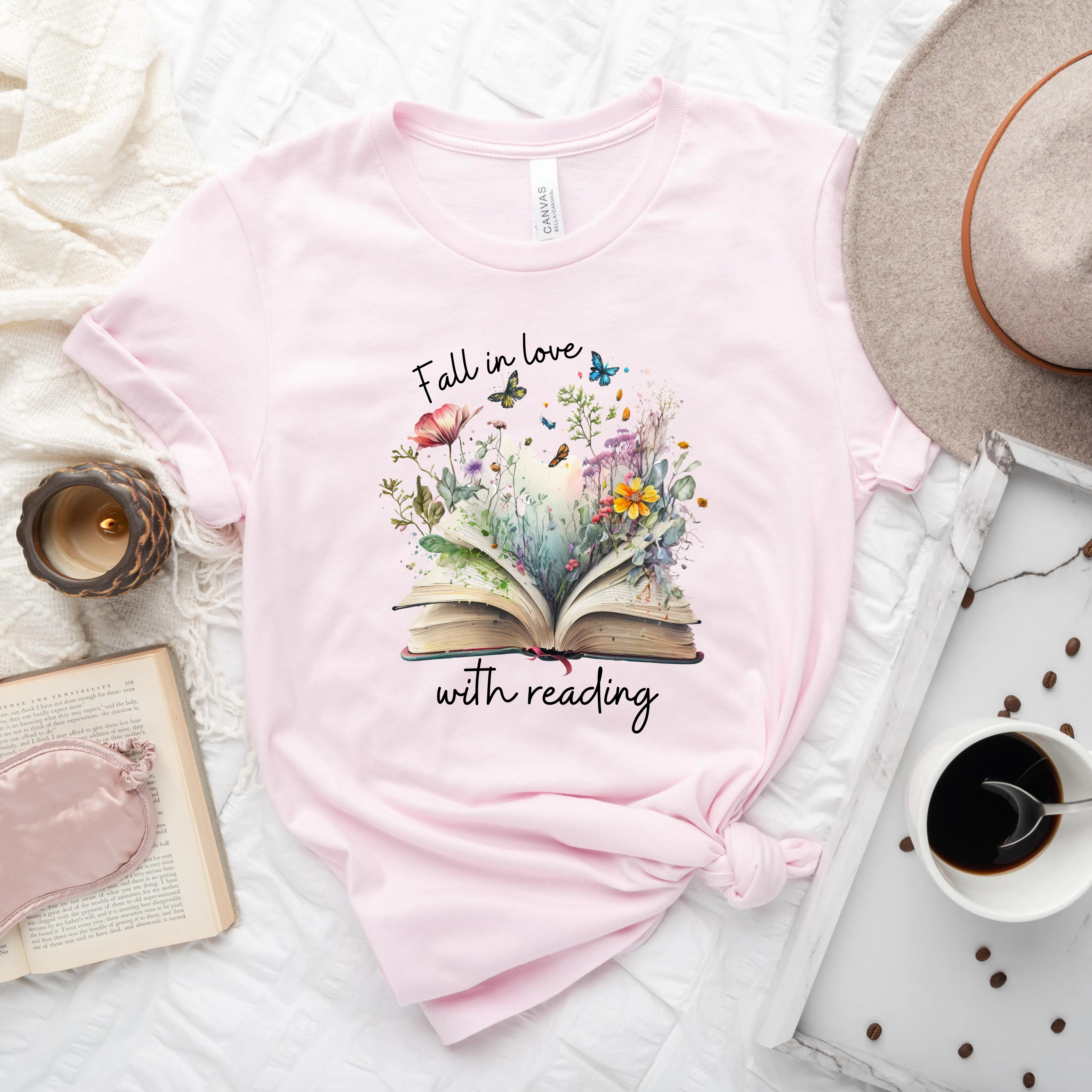 Fall In Love with Reading Pink Graphic Tee