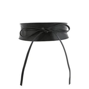 FASHIONGEN - Woman Italian leather Obi belt, CASSIANE - Black, S-M