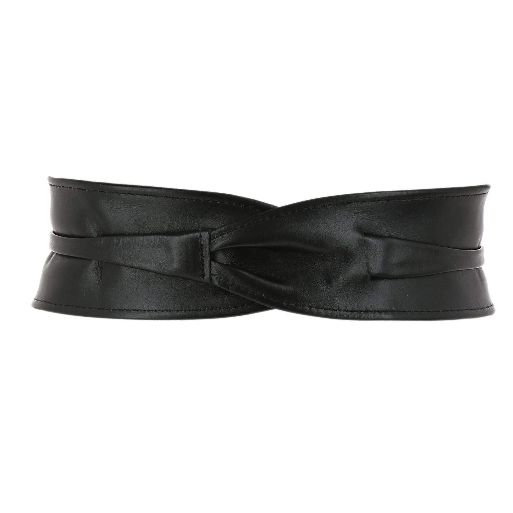 FASHIONGEN - Woman Italian leather Obi belt, CASSIANE - Black, S-M