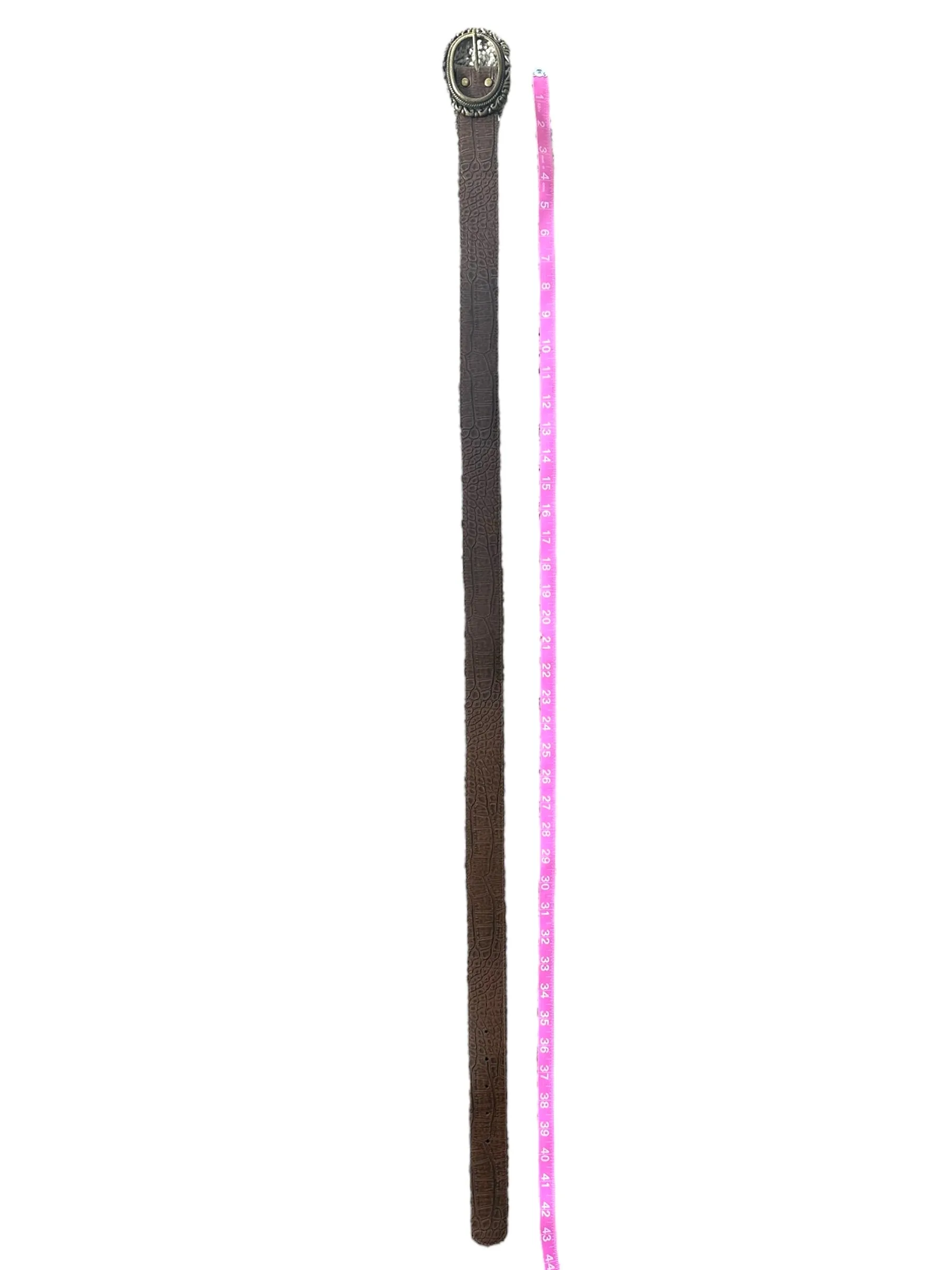 Faux Leather Bronze Buckle Belt