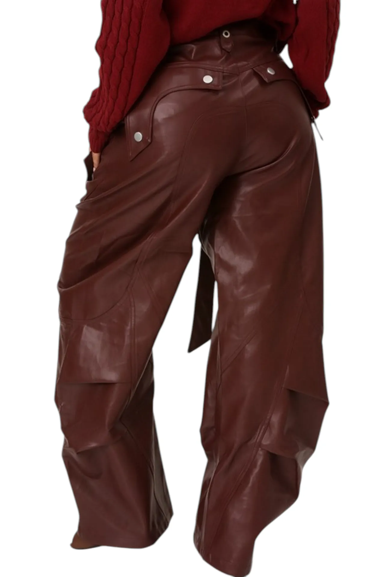 Faux Leather Cargo Pants