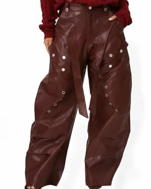 Faux Leather Cargo Pants