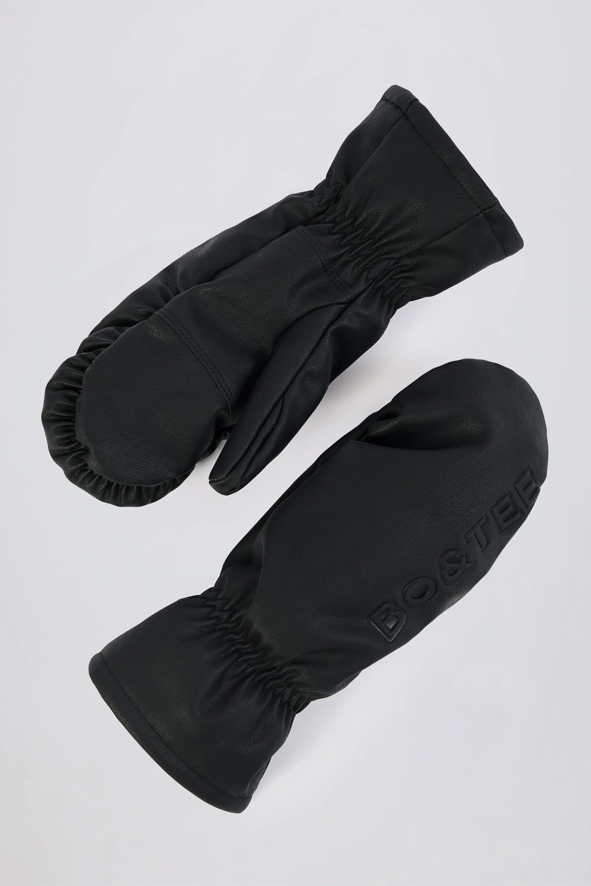 Faux-Leather Gloves in Black
