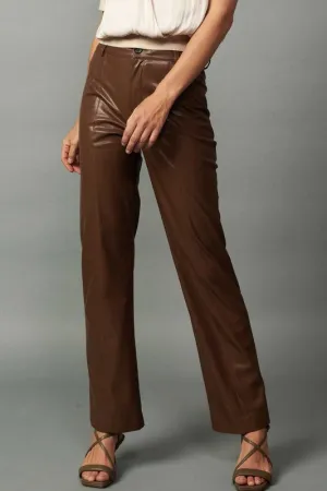 Faux Leather Straight Leg Pants