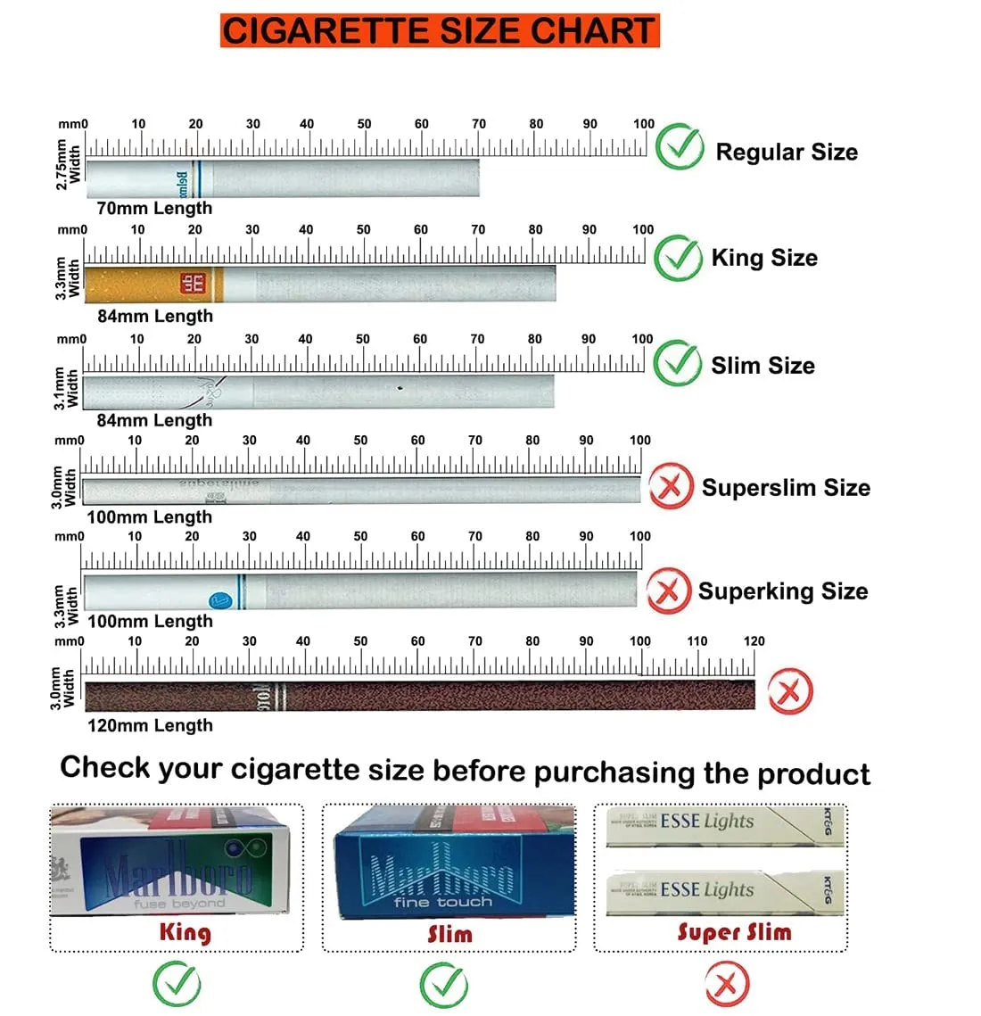 Felstar Cigarette Case King Size for Men Women Holds 7 Cigarettes Case Holder 84mm Regular Size