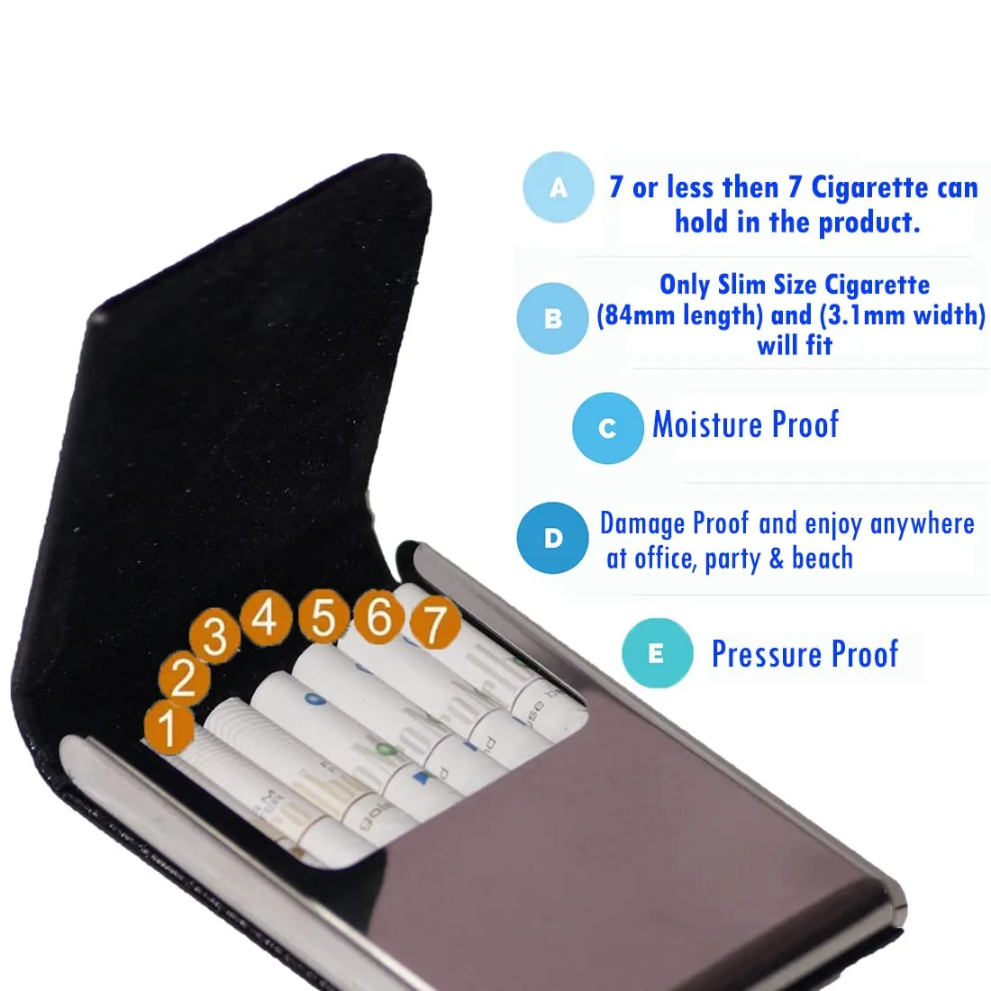 Felstar Cigarette Case King Size for Men Women Holds 7 Cigarettes Case Holder 84mm Regular Size