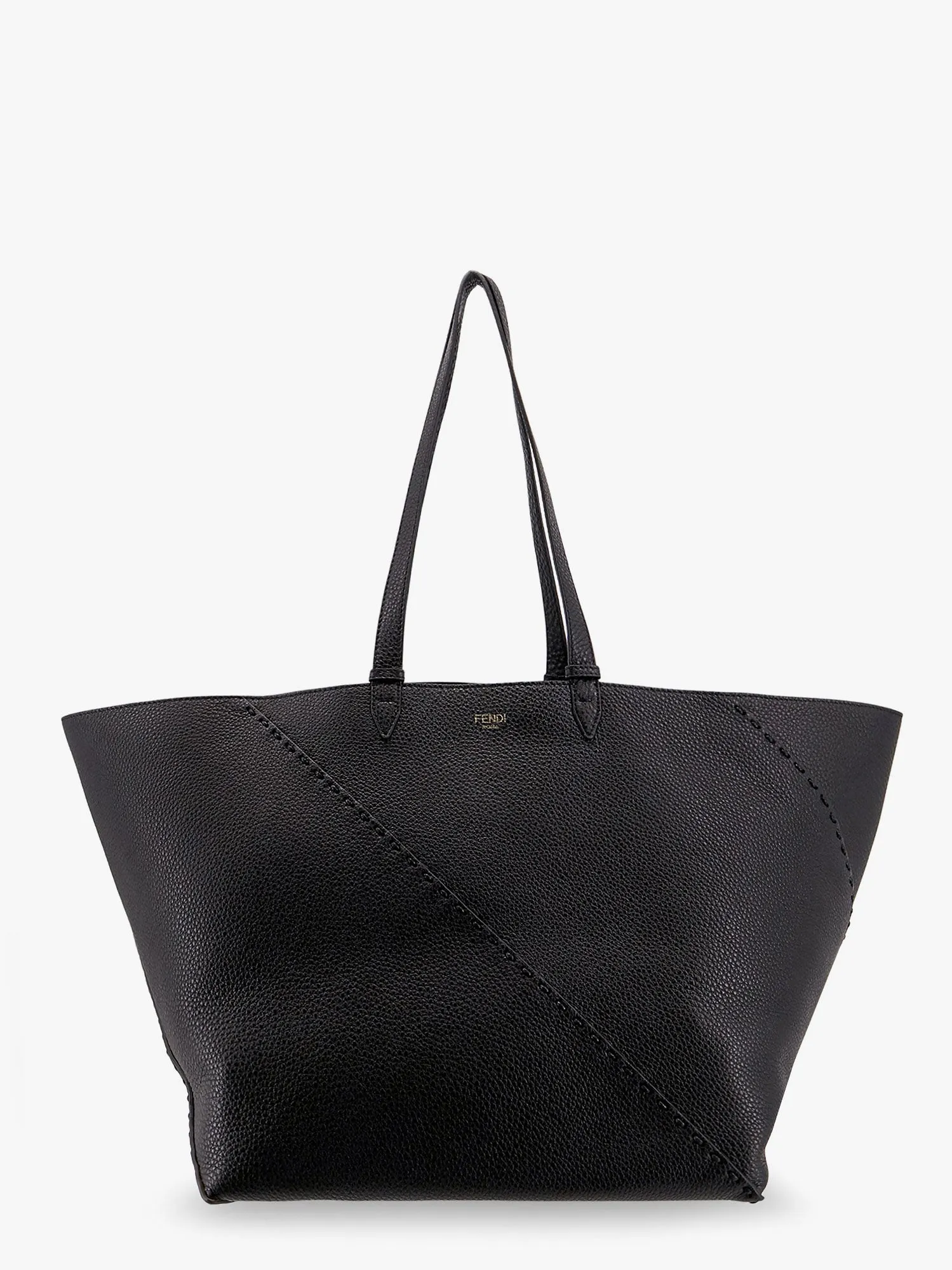 Fendi Diagonal Selleria Large Leather Shopping Bag