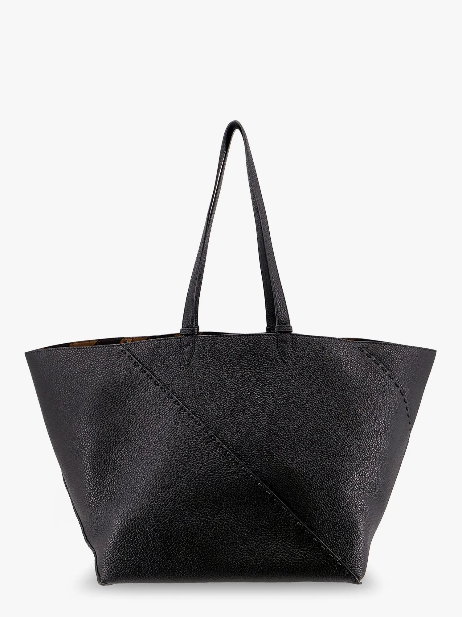 Fendi Diagonal Selleria Large Leather Shopping Bag