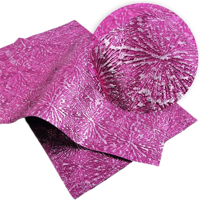 Fireworks!  ~ Textured Metallic Faux Leather ~ Pink Purple Blue Leatherette Sheets