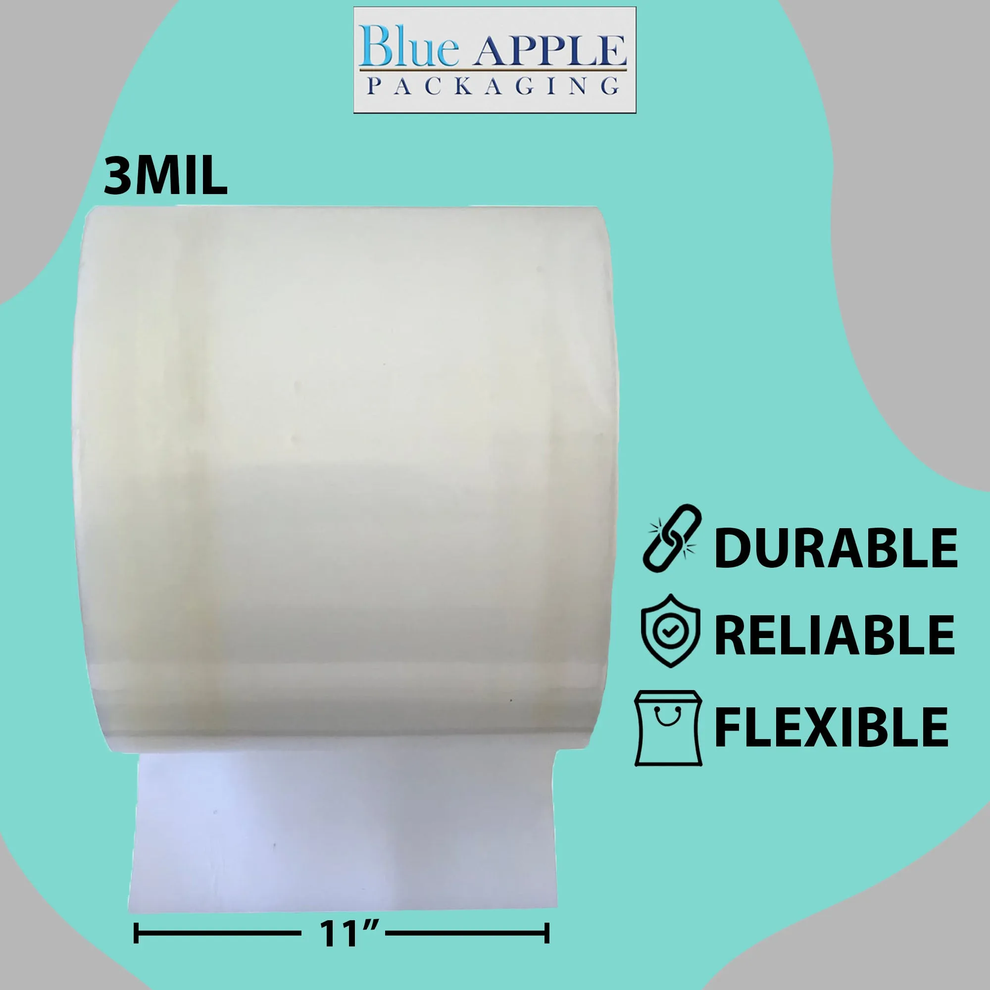 Food Grade Poly Tubing Roll Bags 3Mil 11x1450ft- Impulse Heat Sealer
