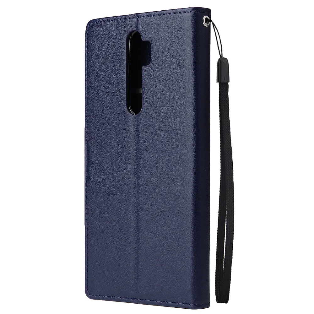 For Oppo A9 2020/Reno 2Z Cellphone Shell PU Leather Mobile Phone Cover Stand Available Anti-drop Elegant Smartphone Case Blue
