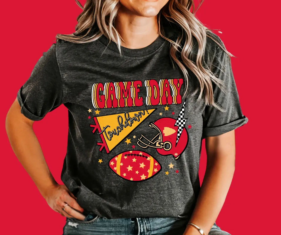 Game Day Icon Collage Dark Grey Tee