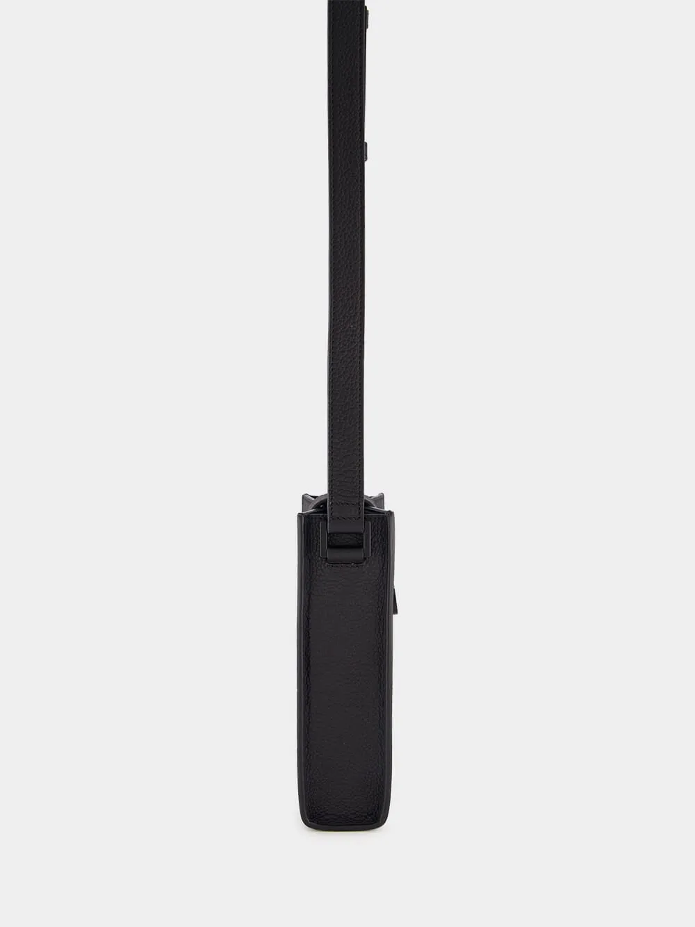 Gancini-buckle Black Leather Crossbody Bag