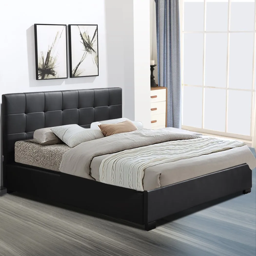 Gas Lift Bed Frame Premium PU Leather Base Mattress Storage Queen Size