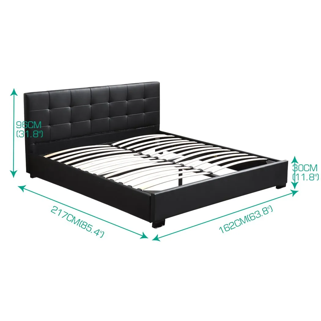 Gas Lift Bed Frame Premium PU Leather Base Mattress Storage Queen Size