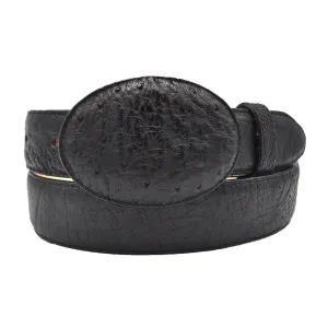 Gavel Smooth Ostrich Western Belt - Black