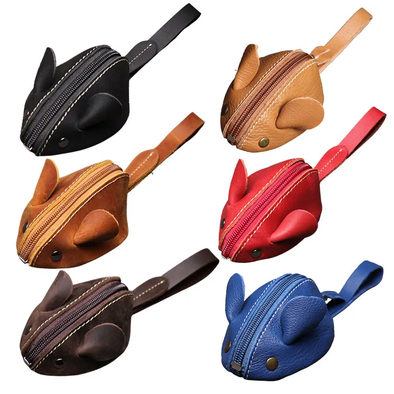 Genuine Leather Mouse Coin Purse 2022 Christmas Gift for Kids