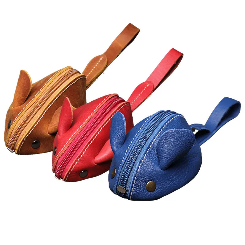 Genuine Leather Mouse Coin Purse 2022 Christmas Gift for Kids