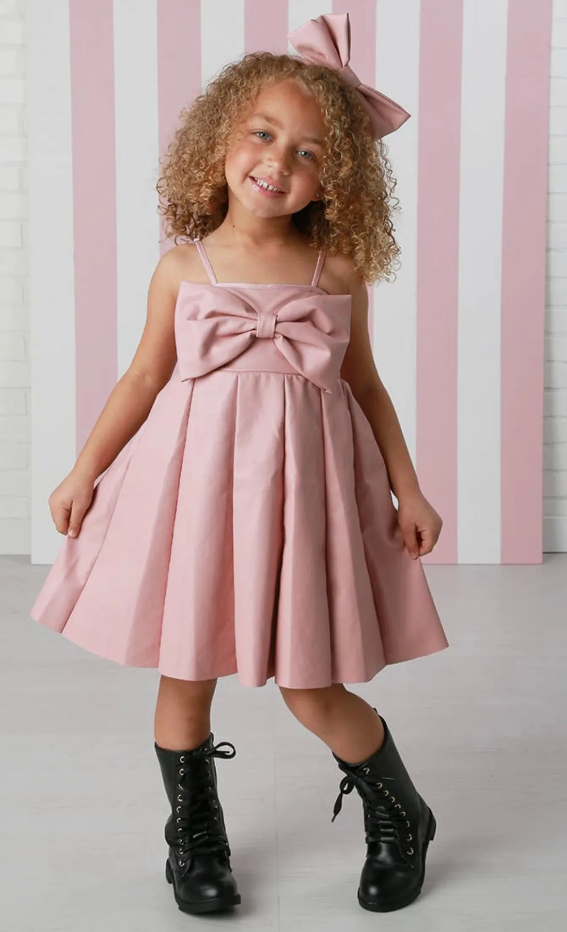Girls Pink Faux Leather Dress