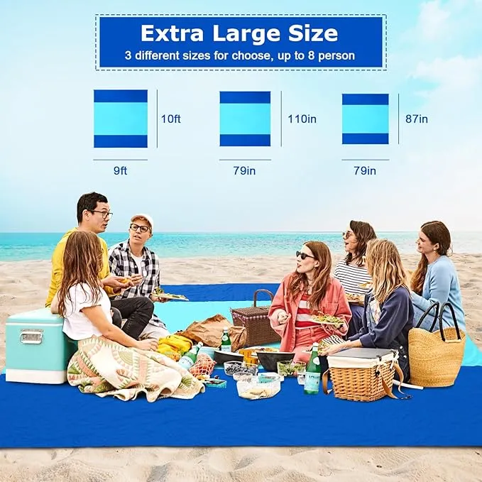 Gorich Beach Blanket Sandproof Waterproof, Extra Large Sand Free Beach Mat Fits up to 8 Adults, Lightweight & Quick Drying Picnic Mat for Outdoor Beach Travel Camping Hiking