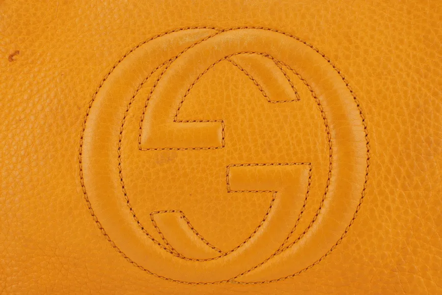 GUCCI SOHO SMALL TOP HANDLE BAG (369176) DARK YELLOW LEATHER GOLD HARDWARE WITH LEATHER STRAPS NO DUST COVER