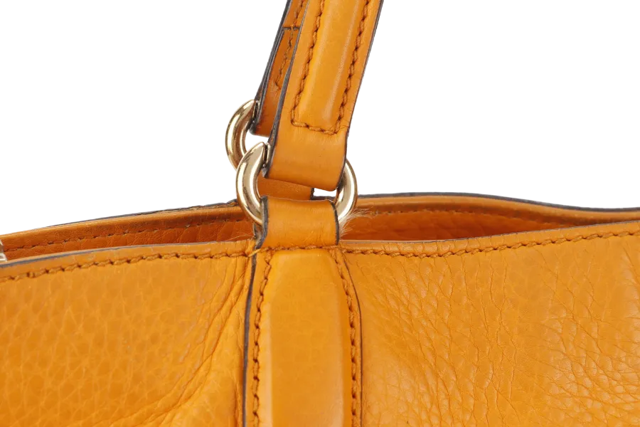 GUCCI SOHO SMALL TOP HANDLE BAG (369176) DARK YELLOW LEATHER GOLD HARDWARE WITH LEATHER STRAPS NO DUST COVER