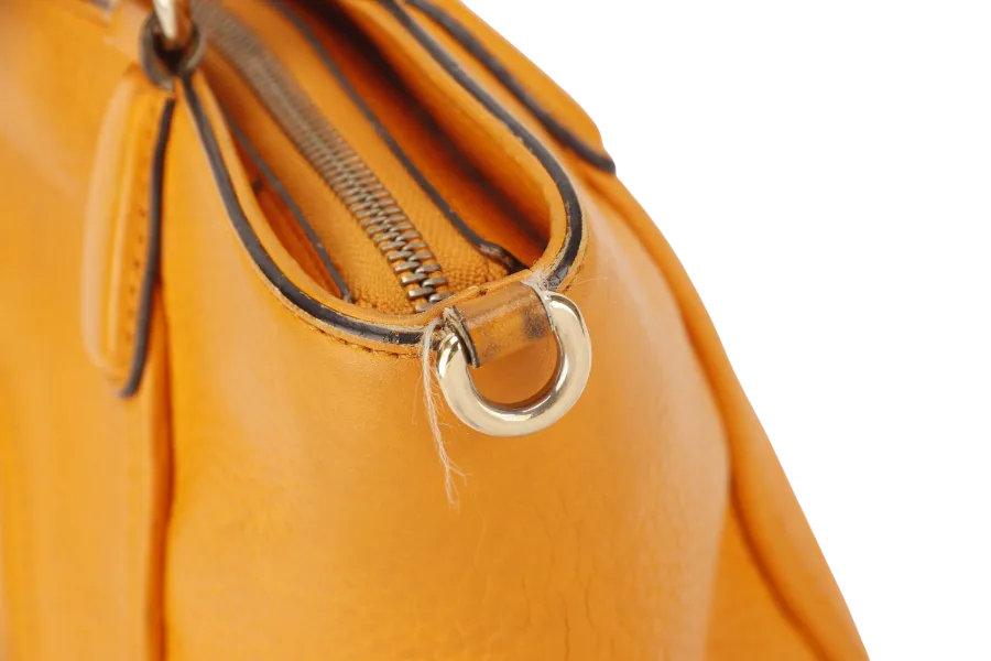 GUCCI SOHO SMALL TOP HANDLE BAG (369176) DARK YELLOW LEATHER GOLD HARDWARE WITH LEATHER STRAPS NO DUST COVER