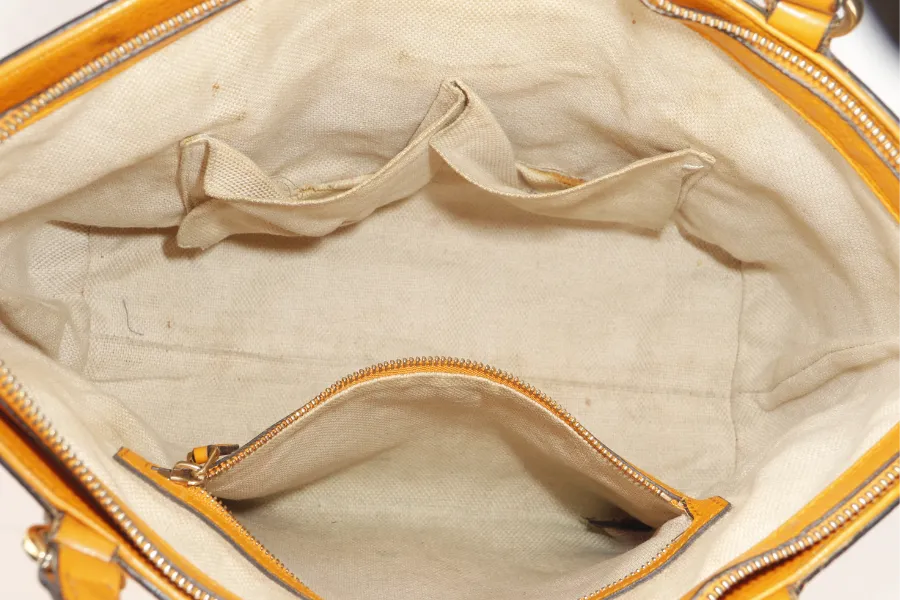 GUCCI SOHO SMALL TOP HANDLE BAG (369176) DARK YELLOW LEATHER GOLD HARDWARE WITH LEATHER STRAPS NO DUST COVER