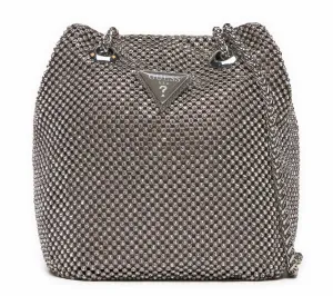 Guess Zalina Pouch Rhinestone Crossbody Bag In Silver For Women