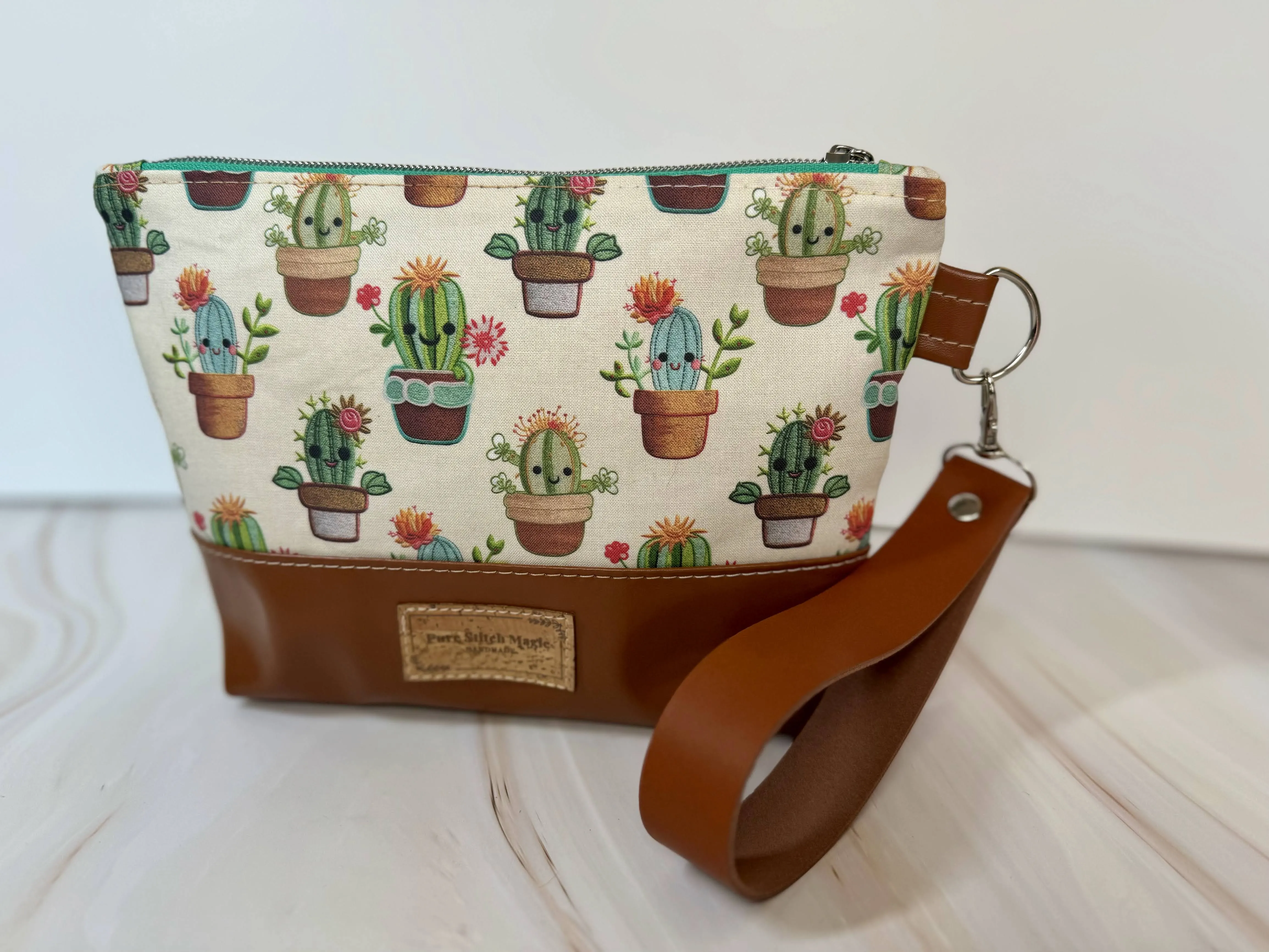 Happy Cactus Wristlet