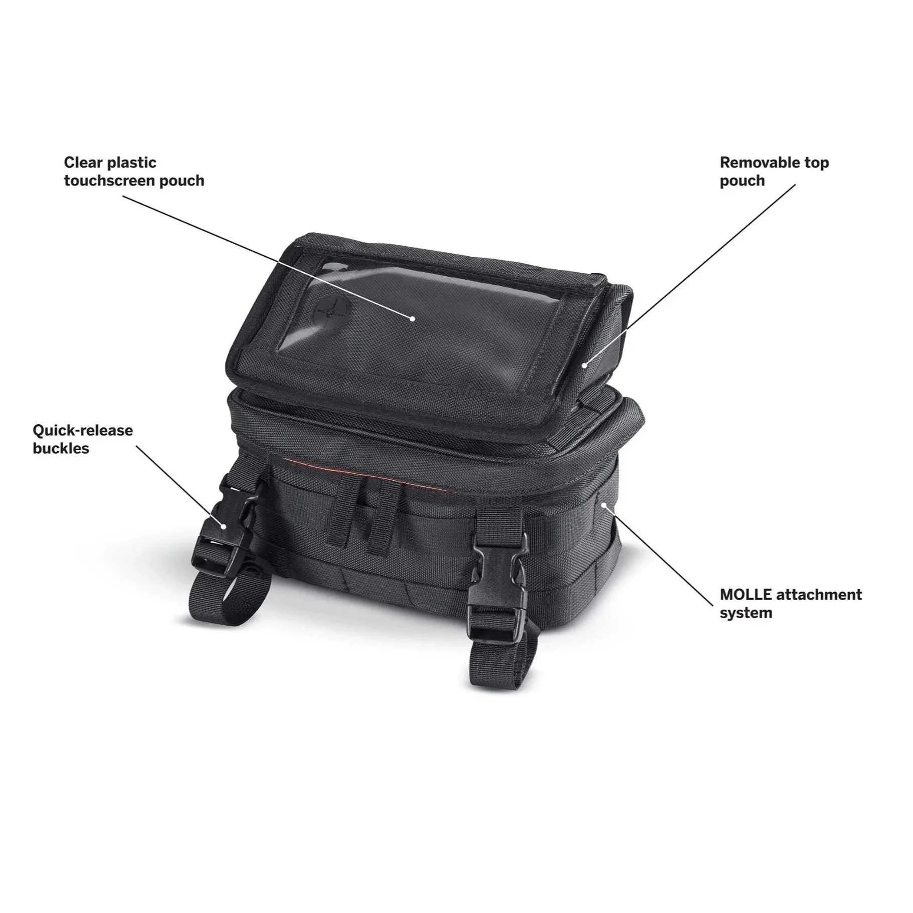 Harley-Davidson® Overwatch Large Handlebar Bag, Universal Fit - Black