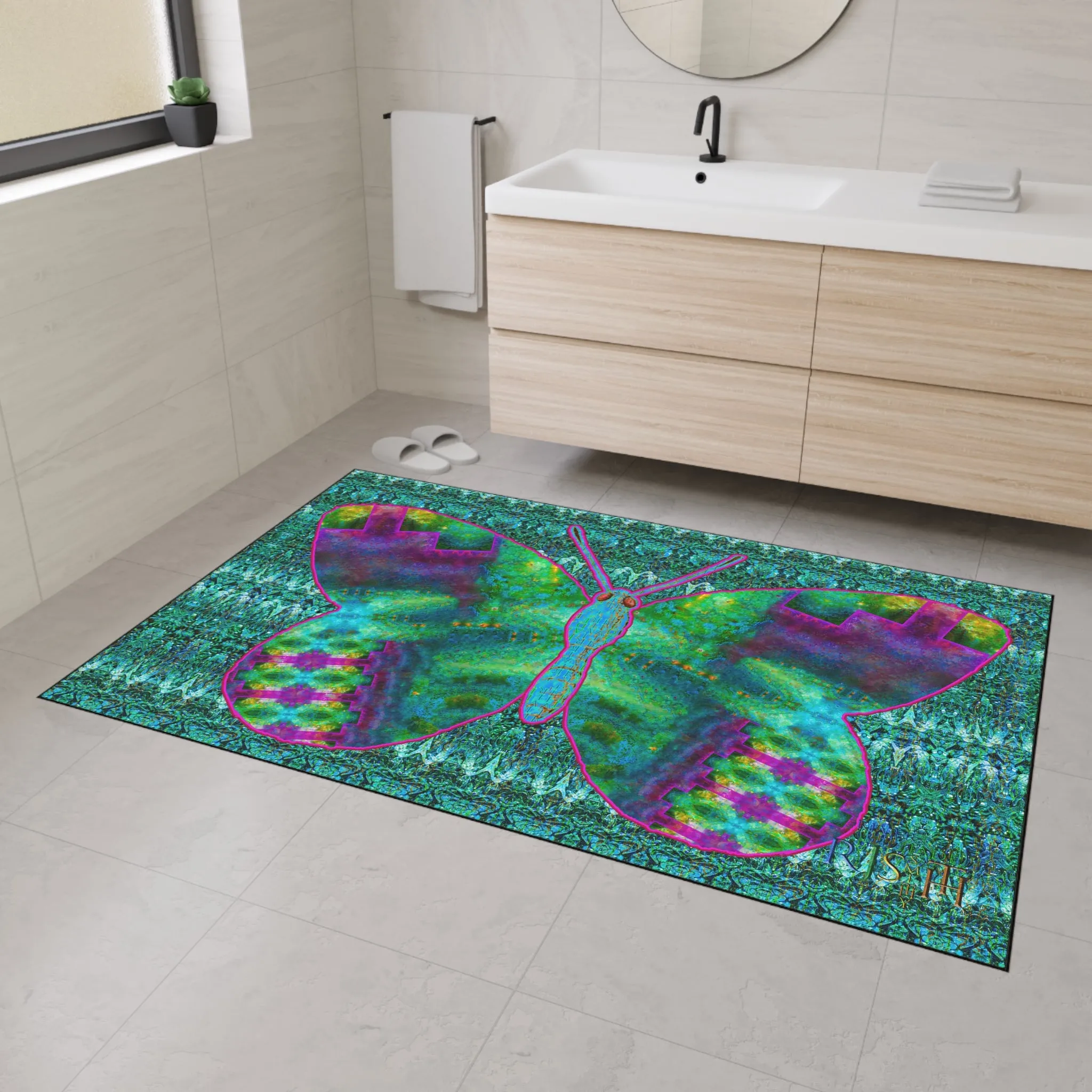 Heavy Duty Floor Mat (Butterfly Glade Denizen & Samhain Dream Thaw 12 & Blue Logo@Alchemic) RJSTH@Fabric#11_11 of 16 RJSTHw2025 RJS