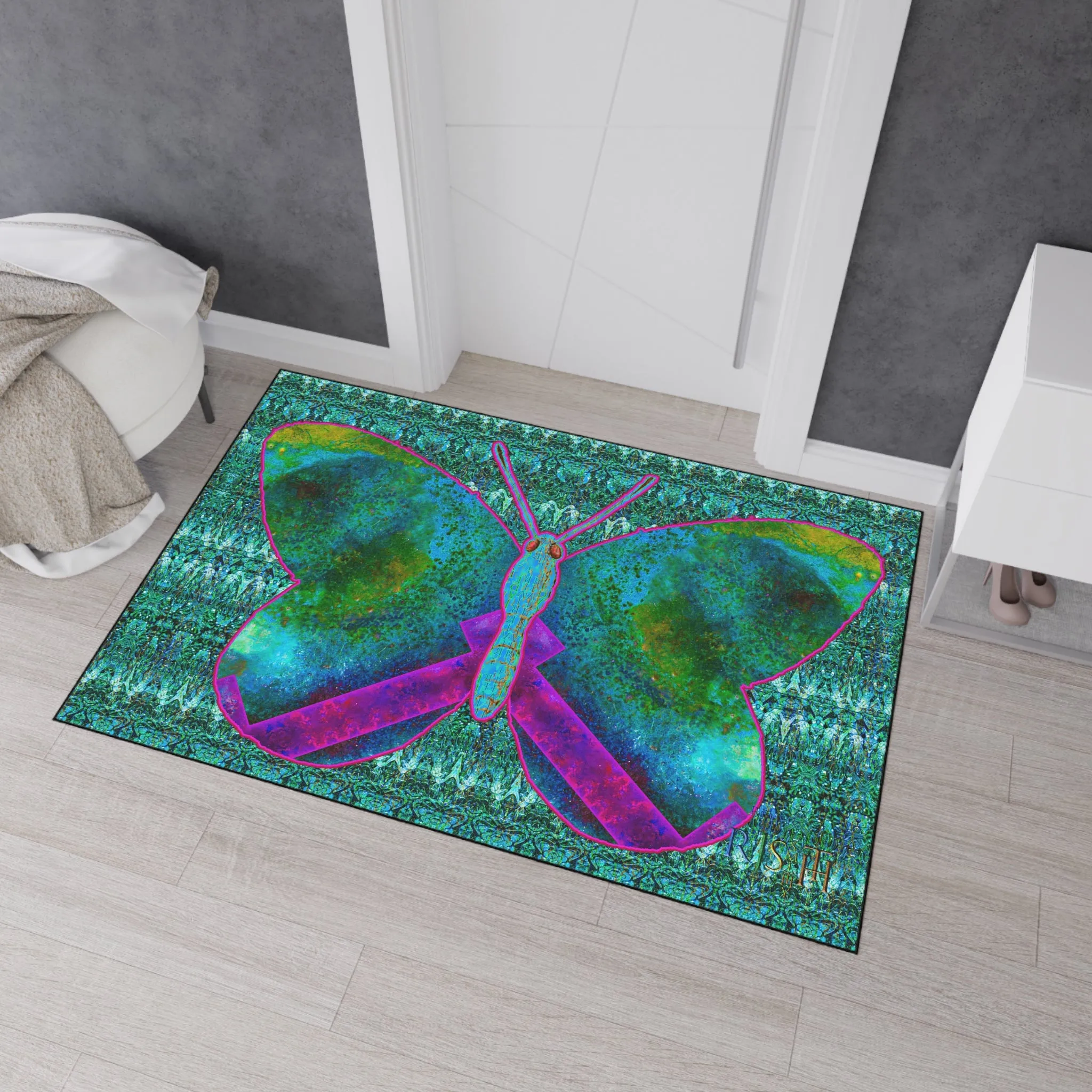 Heavy Duty Floor Mat (Butterfly Glade Denizen & Samhain Dream Thaw 12 & Blue Logo@Alchemic) RJSTH@Fabric#11_2 of 16 RJSTHw2025 RJS