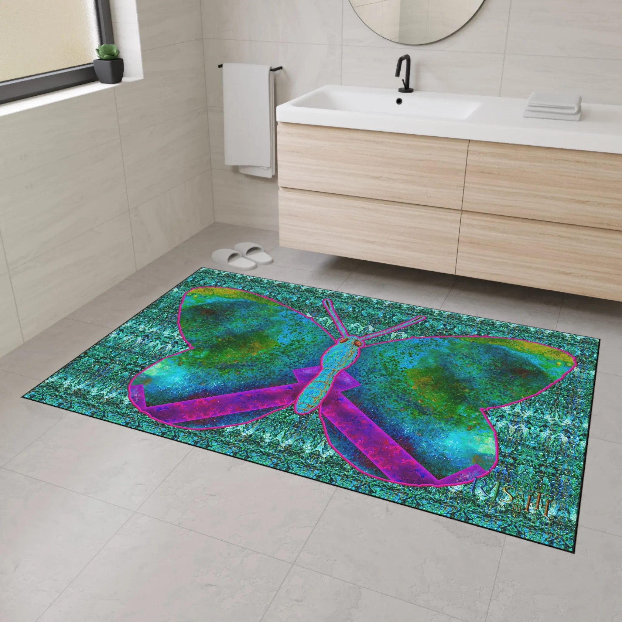 Heavy Duty Floor Mat (Butterfly Glade Denizen & Samhain Dream Thaw 12 & Blue Logo@Alchemic) RJSTH@Fabric#11_2 of 16 RJSTHw2025 RJS