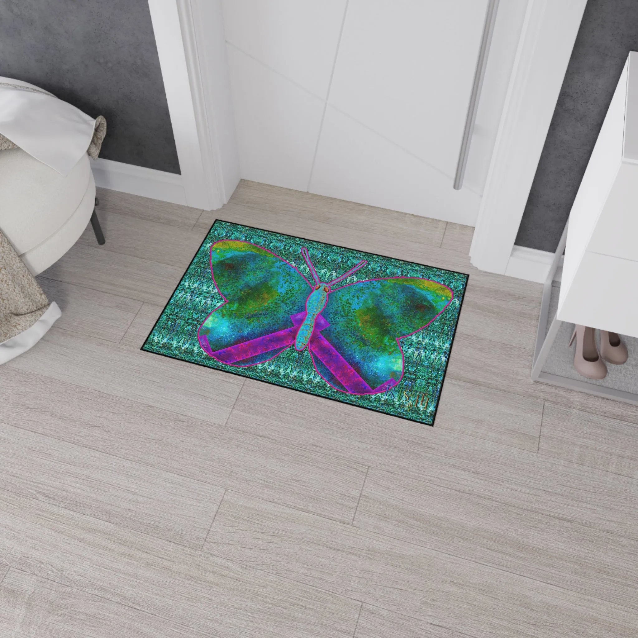 Heavy Duty Floor Mat (Butterfly Glade Denizen & Samhain Dream Thaw 12 & Blue Logo@Alchemic) RJSTH@Fabric#11_2 of 16 RJSTHw2025 RJS
