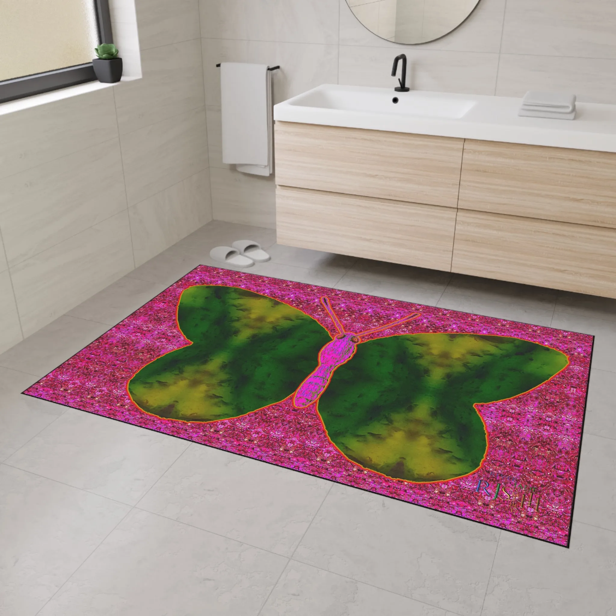 Heavy Duty Floor Mat (Butterfly Glade Denizen & Samhain Dream Thaw 13 & Pink Logo@Alchemic) RJSTH@Fabric#7_13 of 14 RJSTHw2025 RJS