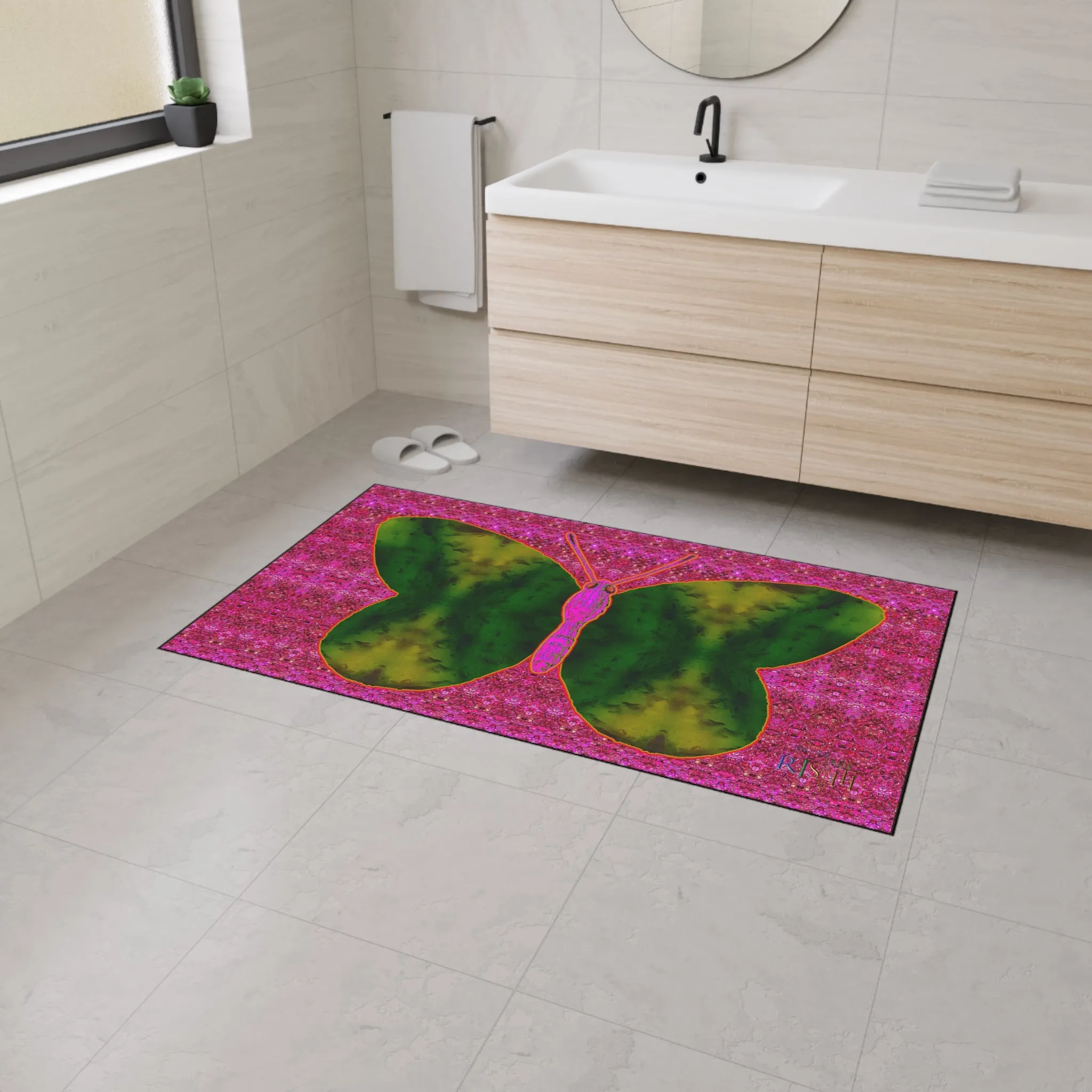 Heavy Duty Floor Mat (Butterfly Glade Denizen & Samhain Dream Thaw 13 & Pink Logo@Alchemic) RJSTH@Fabric#7_13 of 14 RJSTHw2025 RJS