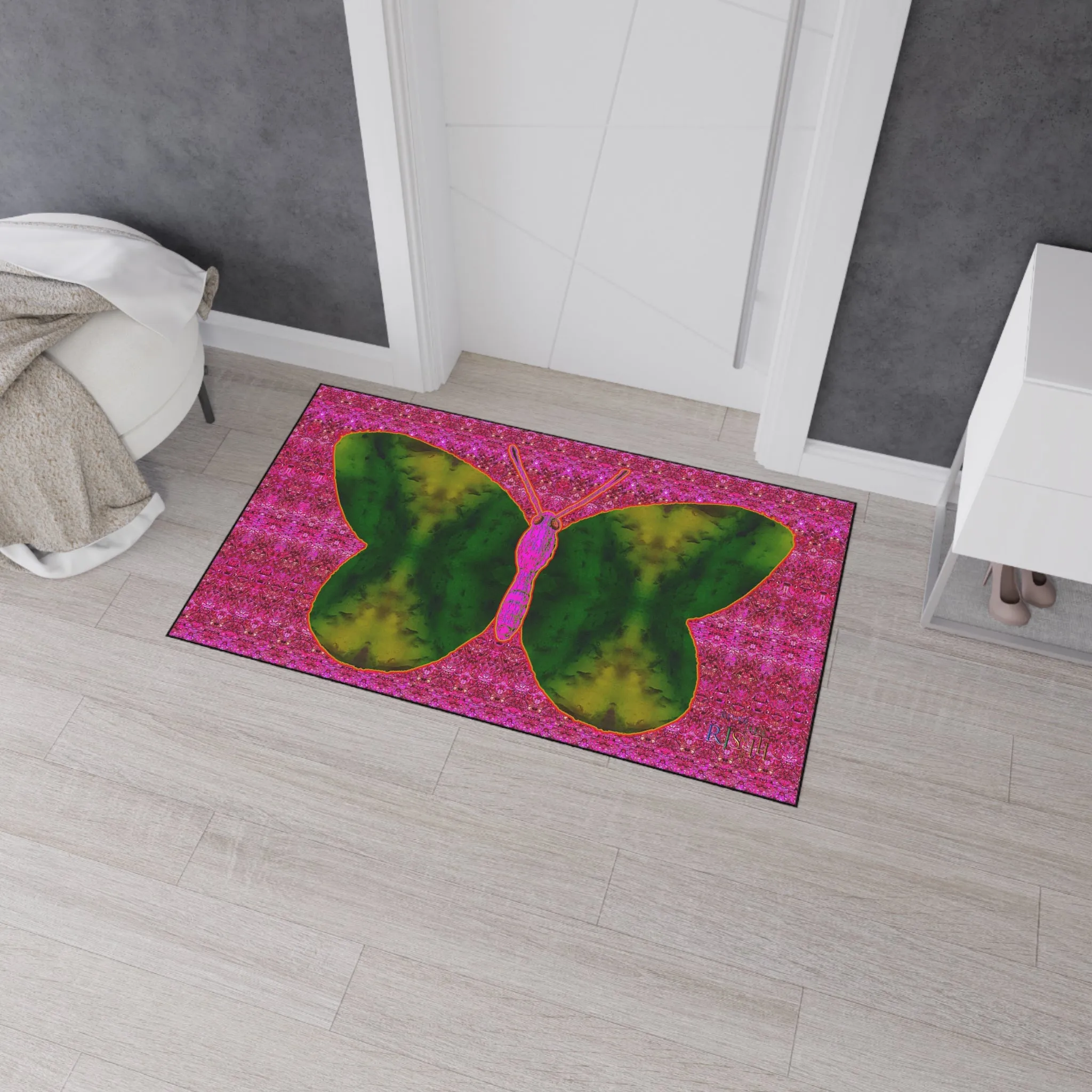 Heavy Duty Floor Mat (Butterfly Glade Denizen & Samhain Dream Thaw 13 & Pink Logo@Alchemic) RJSTH@Fabric#7_13 of 14 RJSTHw2025 RJS