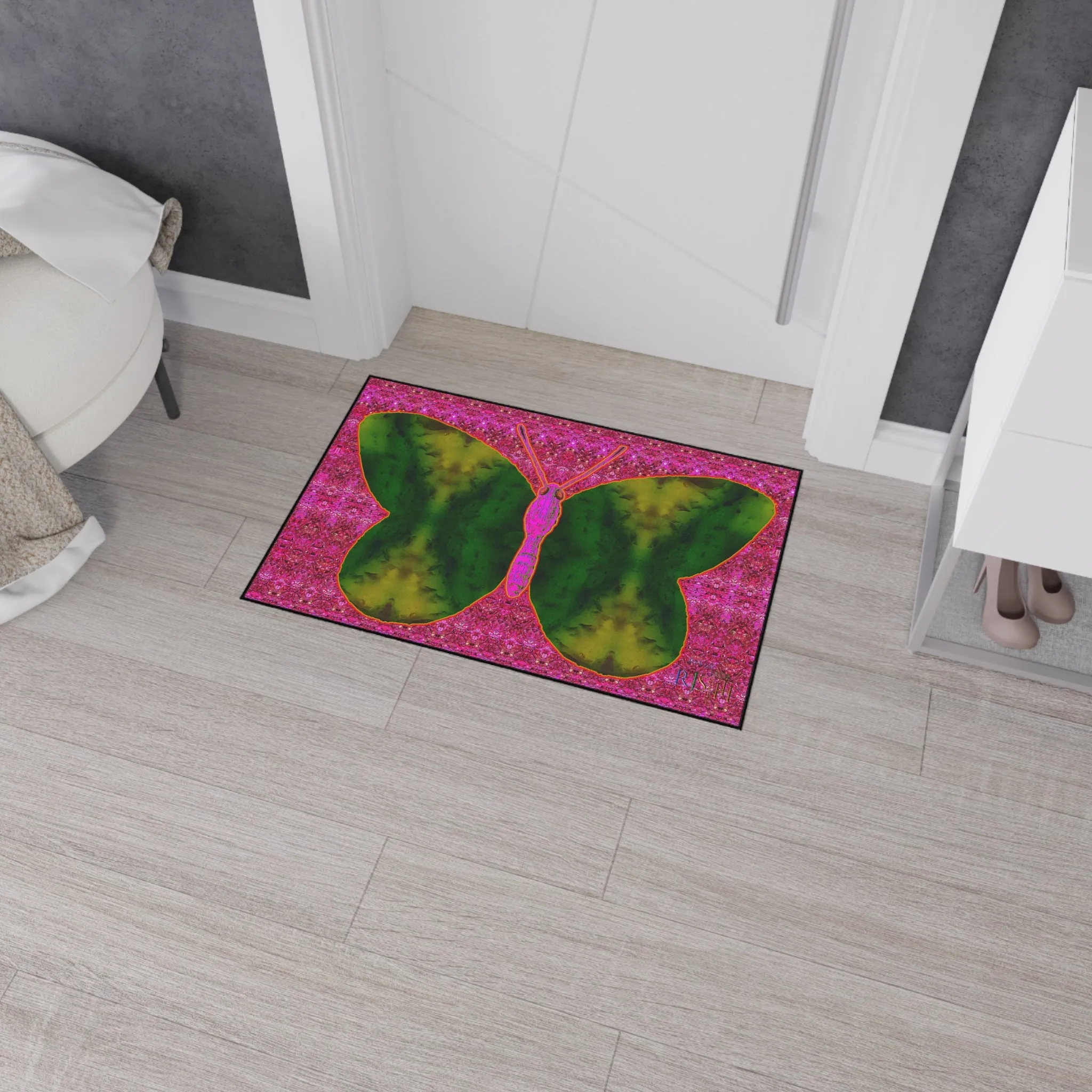 Heavy Duty Floor Mat (Butterfly Glade Denizen & Samhain Dream Thaw 13 & Pink Logo@Alchemic) RJSTH@Fabric#7_13 of 14 RJSTHw2025 RJS