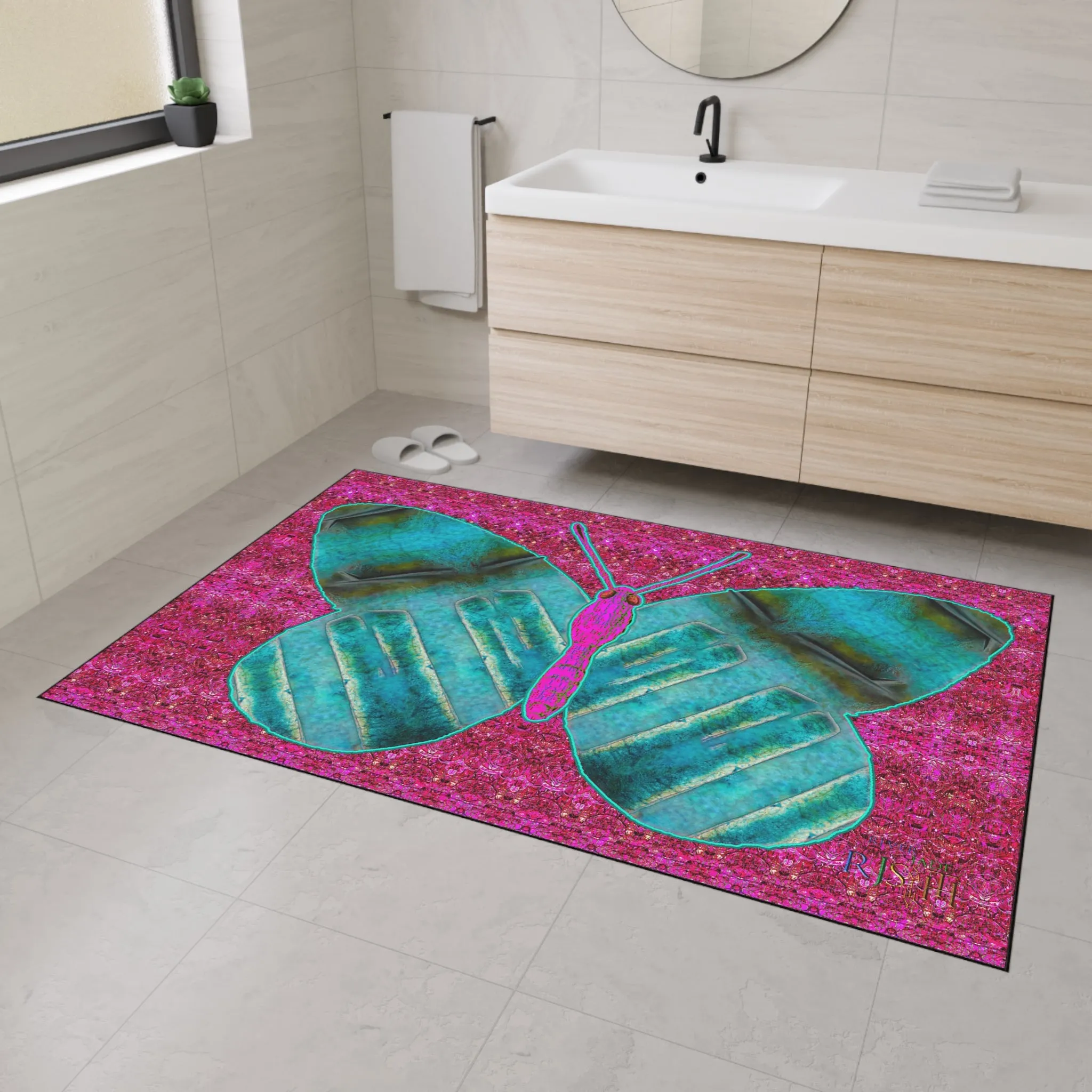 Heavy Duty Floor Mat (Butterfly Glade Denizen & Samhain Dream Thaw 13 & Pink Logo@Alchemic) RJSTH@Fabric#8_3 of 16 RJSTHw2025 RJS