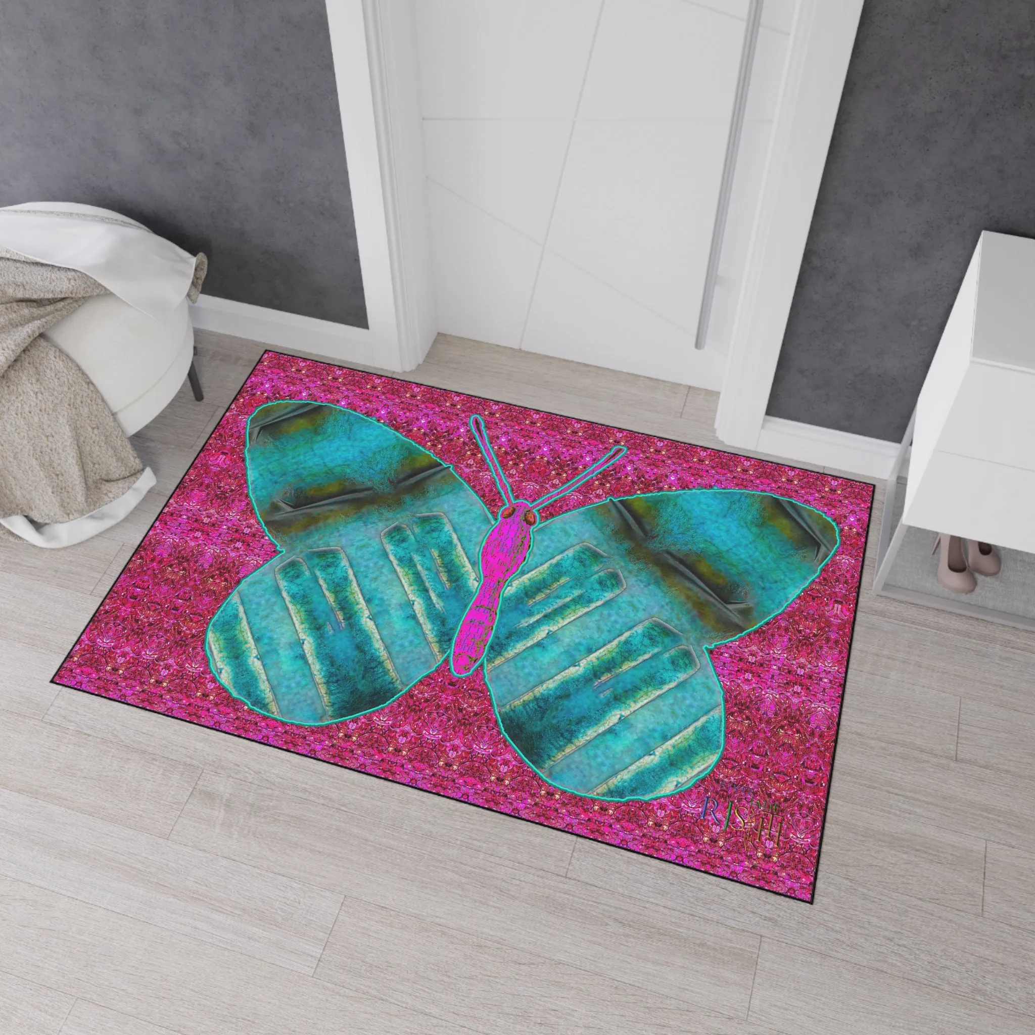 Heavy Duty Floor Mat (Butterfly Glade Denizen & Samhain Dream Thaw 13 & Pink Logo@Alchemic) RJSTH@Fabric#8_3 of 16 RJSTHw2025 RJS