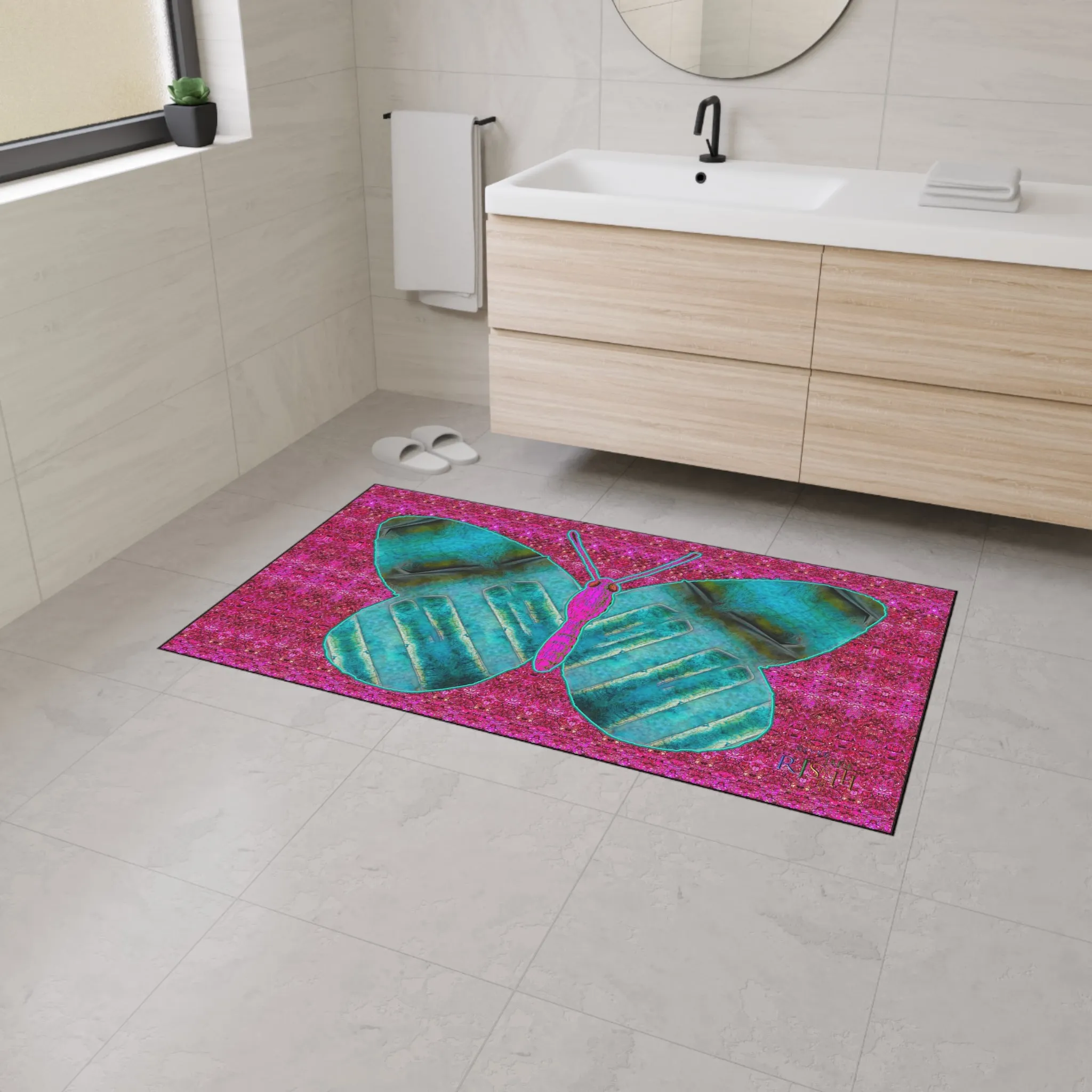 Heavy Duty Floor Mat (Butterfly Glade Denizen & Samhain Dream Thaw 13 & Pink Logo@Alchemic) RJSTH@Fabric#8_3 of 16 RJSTHw2025 RJS
