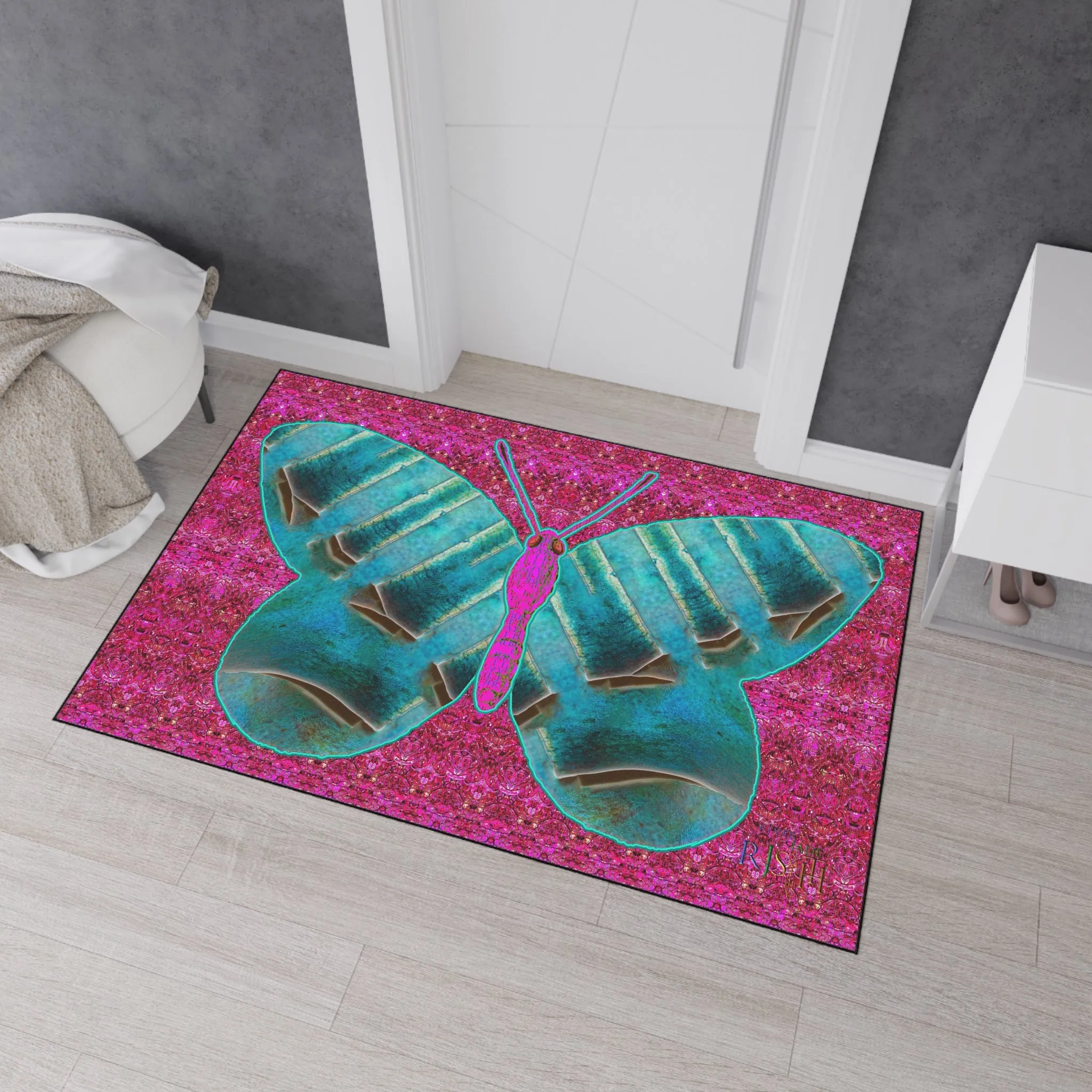 Heavy Duty Floor Mat (Butterfly Glade Denizen & Samhain Dream Thaw 13 & Pink Logo@Alchemic) RJSTH@Fabric#8_4 of 16 RJSTHw2025 RJS