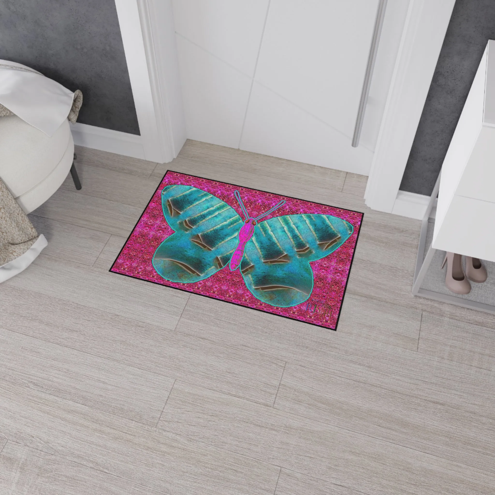 Heavy Duty Floor Mat (Butterfly Glade Denizen & Samhain Dream Thaw 13 & Pink Logo@Alchemic) RJSTH@Fabric#8_4 of 16 RJSTHw2025 RJS