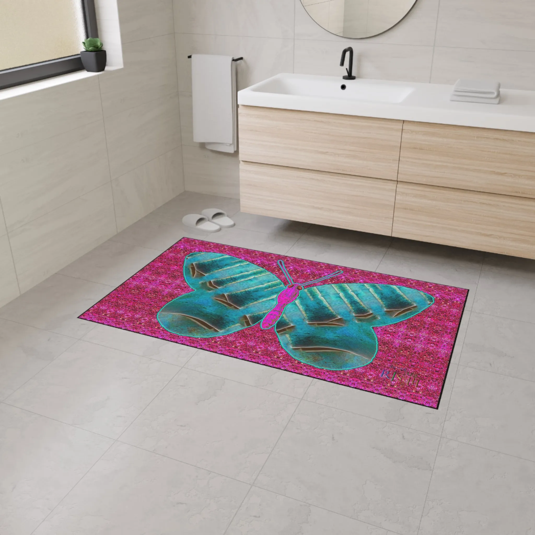 Heavy Duty Floor Mat (Butterfly Glade Denizen & Samhain Dream Thaw 13 & Pink Logo@Alchemic) RJSTH@Fabric#8_4 of 16 RJSTHw2025 RJS